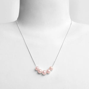 Collier 5 Perles en Balançoire (7.5mm) - Lilas - 45cm